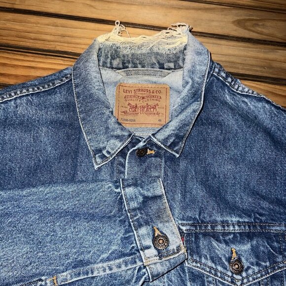 Vintage Levis Denim Trucker Jacket Mens 46 L Type III USA Made 71506-0216 - Picture 14 of 14